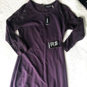 Raglan lace sleeve dress